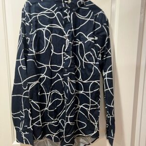 KNUS Navy/white Abstract Print Shirt NWT